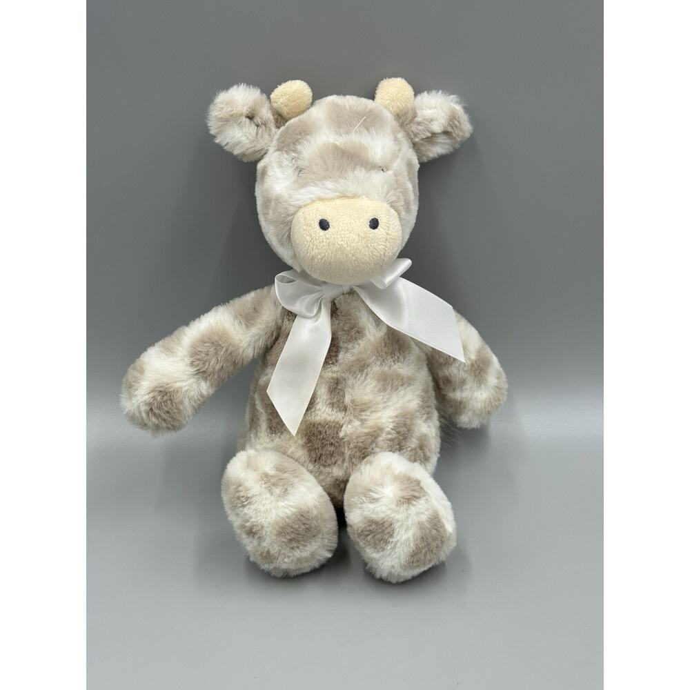 Snug Gray Cream Colored Giraffe Plush 10” Stuffed Animal W/ Ribbon Bow